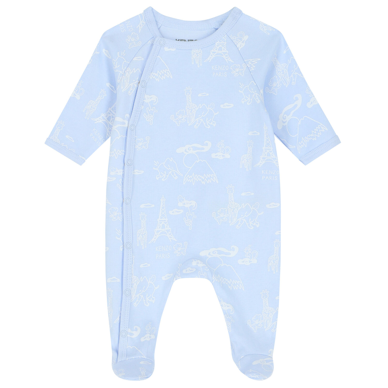 Baby Boys Blue & Ivory Logo & Animals Babygrows ( 2-Pack ), 1, hi-res
